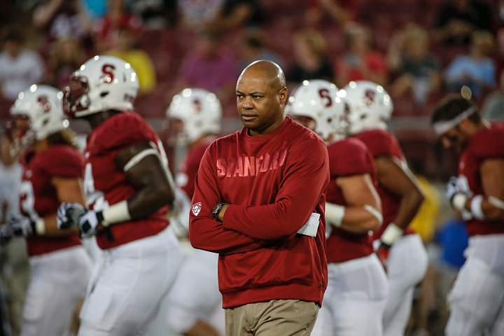 130907-Stanford-SanJose-026.JPG - Sept.7, 2013; Stanford, CA, USA; Stanford Cardinal head coach David Shaw during game against the San Jose State Spartans at  Stanford Stadium. Stanford defeated San Jose State 34-13.